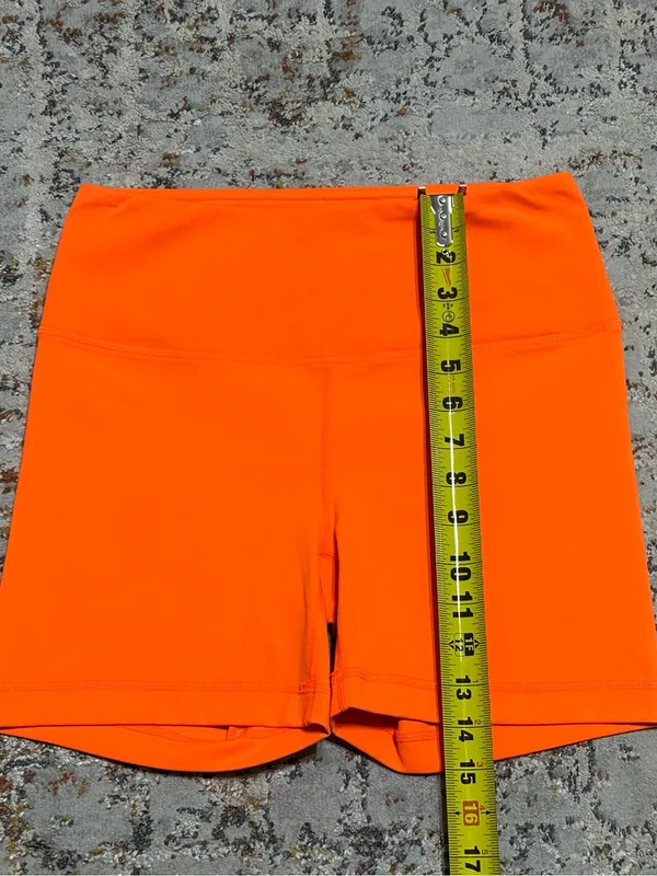 Yogalicious High-Waisted Neon Orange Biker Shorts size Medium - Image 5