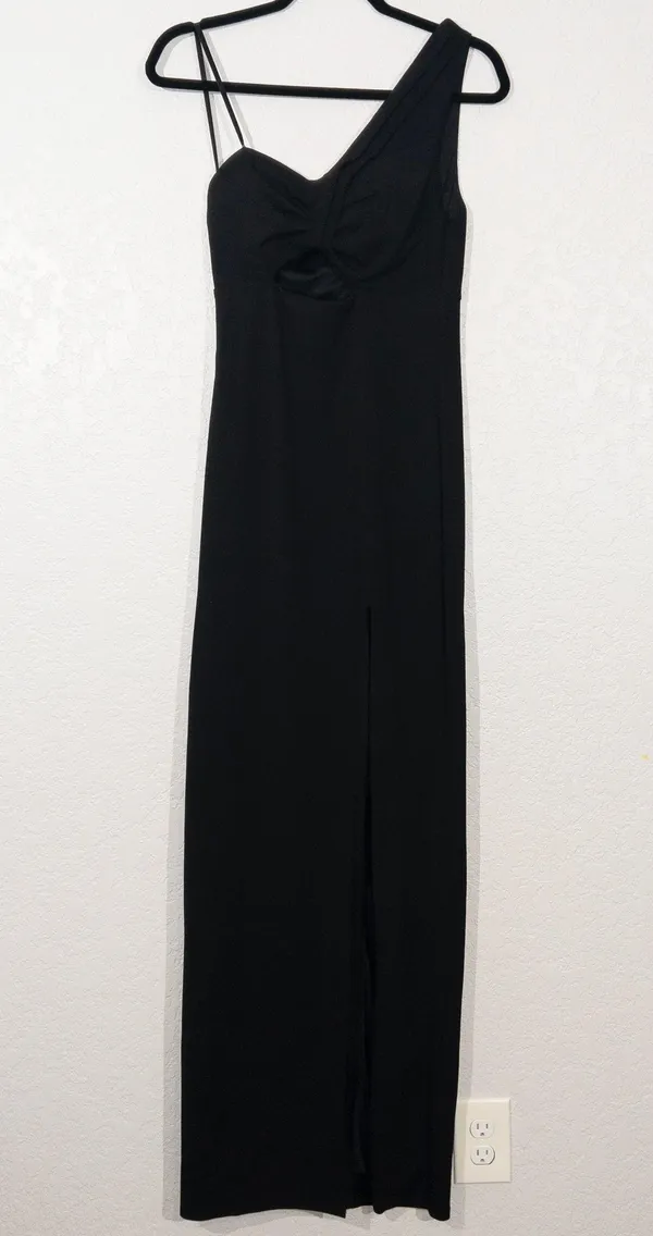 City Studios New Black One Shoulder Cut Out Evening Gown Size 5 - Image 3