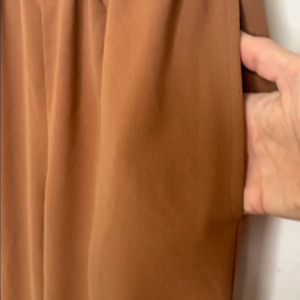 Anthropologie Elodie ruffle stretch high waist brown wide leg palazzo pants S - Image 4