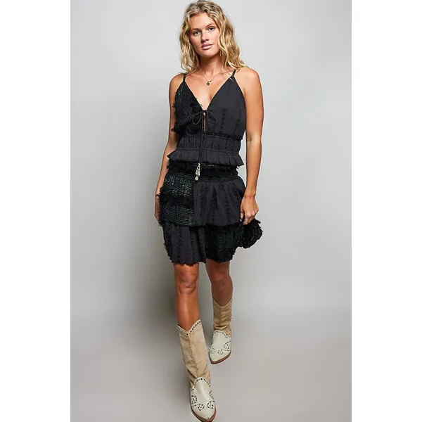 POL V-Neck Cotton Ruffled‎ Crop Cami - Medium - Image 5