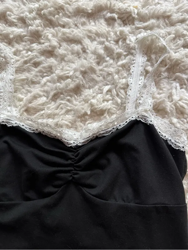 Black Lace-Trim Cami Top - Image 2