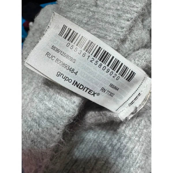 Zara Gray Cropped Mock Neck Knit Sweater Wool Blend Heather Gray sz Small - Image 6
