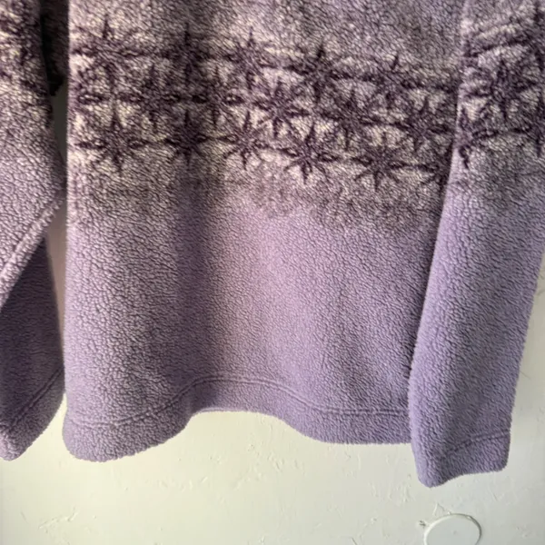 Cabelas Fleece Pullover Vintage S/P Purple Lavender Star Print Mock Neck Sweater - Image 4