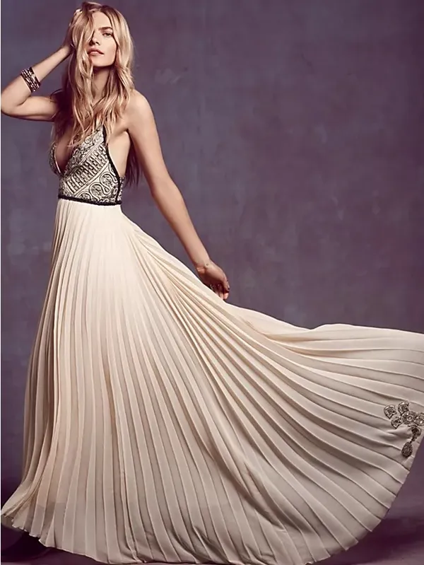 Free People Belle of the Ball Maxi Dress Leather Chiffon Halter Size 6 *READ - Image 2