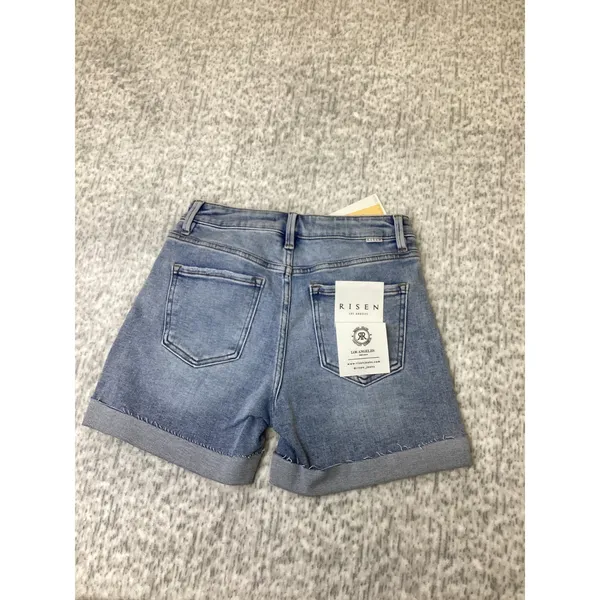 Risen Jeans Womens Cuffed HR Short Light Wash Denim RDS6155SZ Size S - Image 2