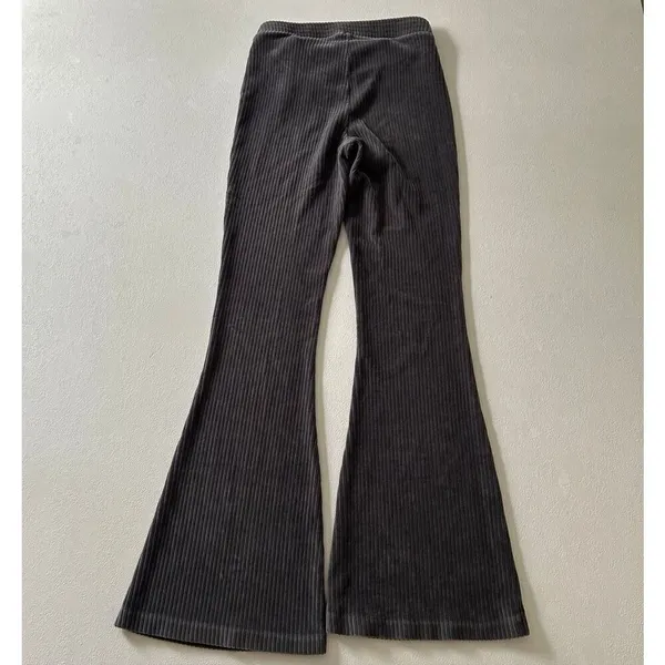 Aerie Ribbed Velour Flare Pants Gray Size M | Cozy Lounge Athleisure - Image 2