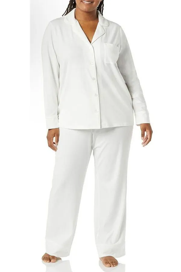 NEW Cotton Modal Shirt & Full-Length Bottom Pajama Set 2X - Image 3