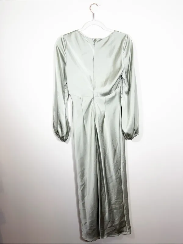 Billy J Amara Maxi Dress Satin Sage Green Olive Size 10 - Image 5