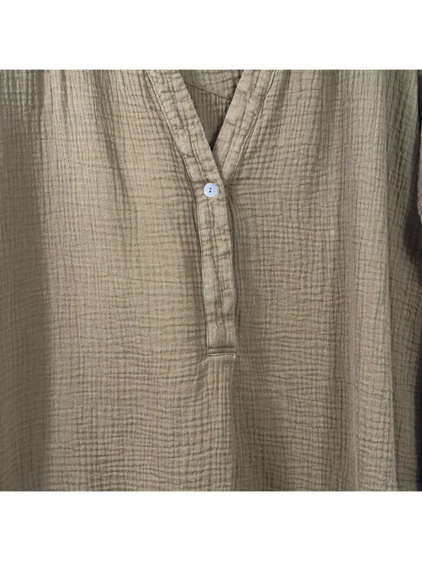 Women’s Free People Olive Gauze Tunic Top Size Small - Image 3