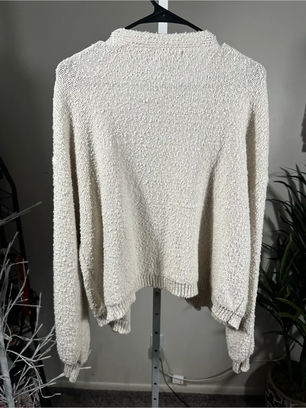 P287. Sincerely Jules Open-Front Bouclé Cardigan - Cream - Image 5