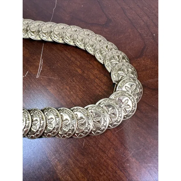 Vintage Gold Tone Concho Stretch Belt Sea Stars Shells Small? Stretches Out!‎ - Image 3
