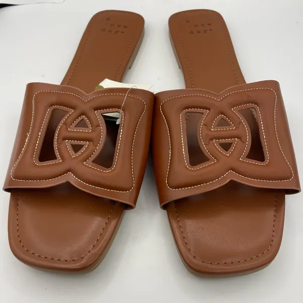 A New Day Deidra brown faux leather slide sandals women’s Size 11 - Image 3