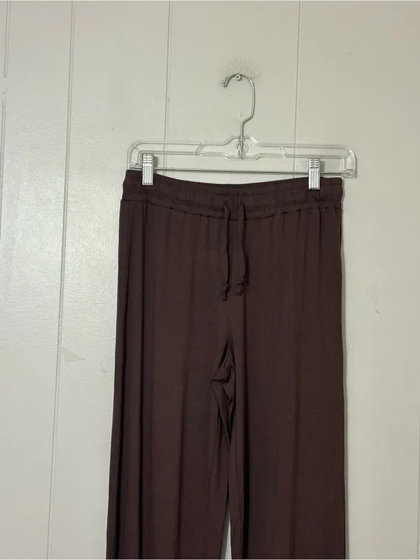 Nuuds Women’s Coffee Brown Lounge Pajama Pants Wide Leg Size XS - Image 3