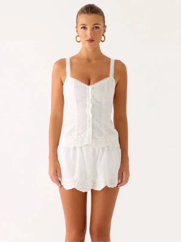 Peppermayo White Lace Button-Front Tank (Addictive Top - White) - Image 9