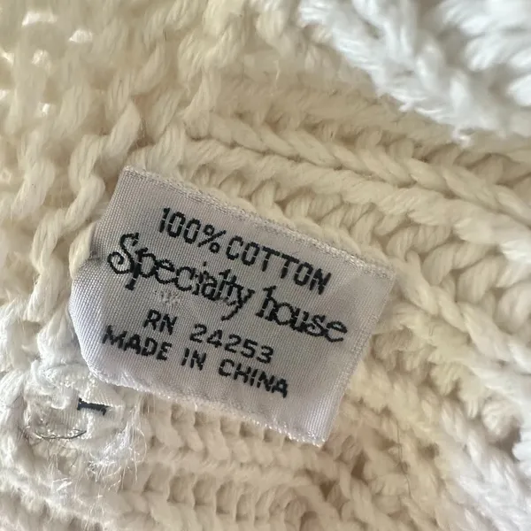 Specialty House White Crochet Sweater Cardigan Vest Large‎ Button Boho Fisherman - Image 7