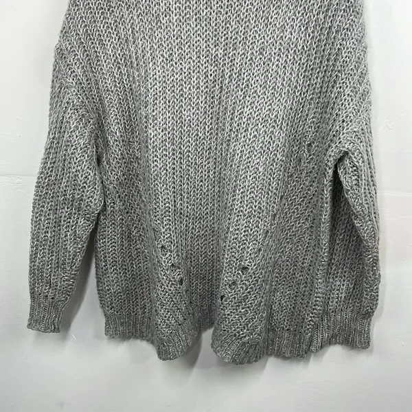 American Eagle Open knit crew neck pulloverer sweaterter gray Medium oversized - Image 10