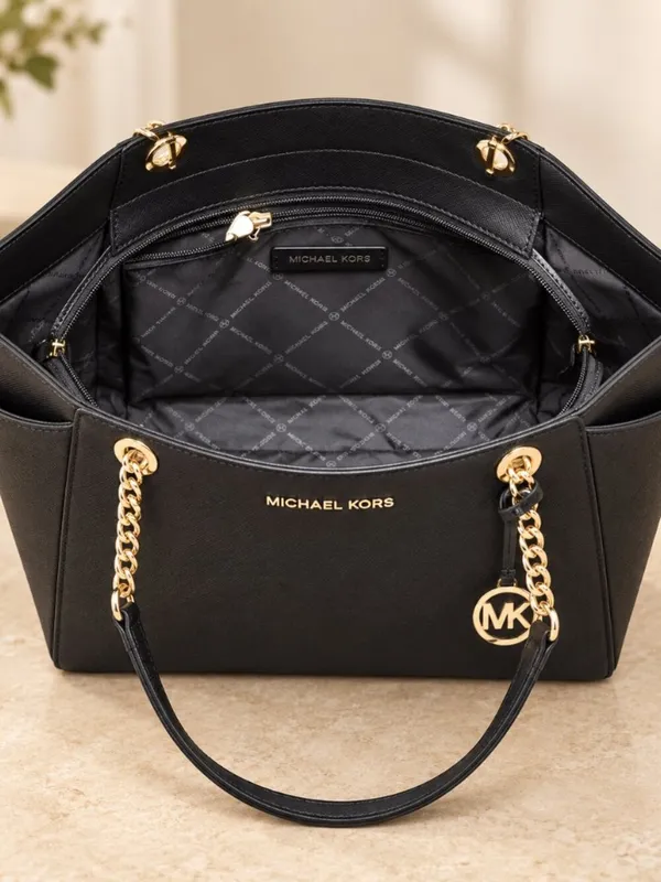 Michael Kors Black Saffiano Leather Chain Shoulder Tote Bag NWT - Image 5