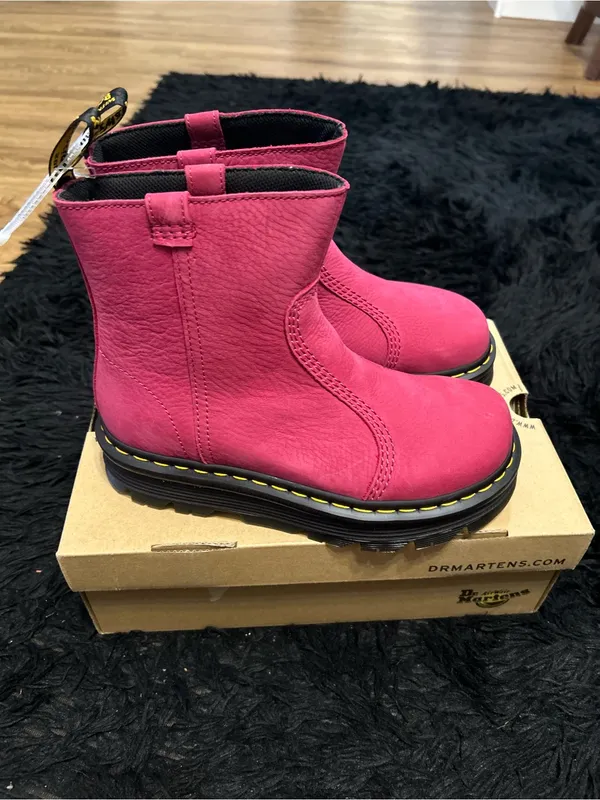 DR MARTENS Zebzag Rigger fuchsia leather boots booties shoes women’s 8 new - Image 7