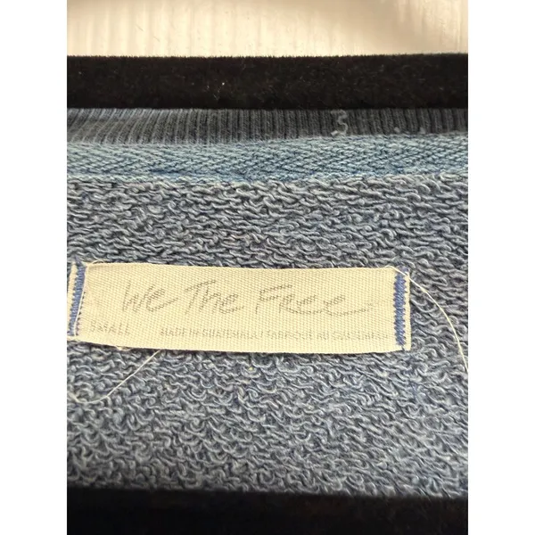 We The Free Free People Blue Henley Sweatshirt Oversized Pullover Small - Image 3