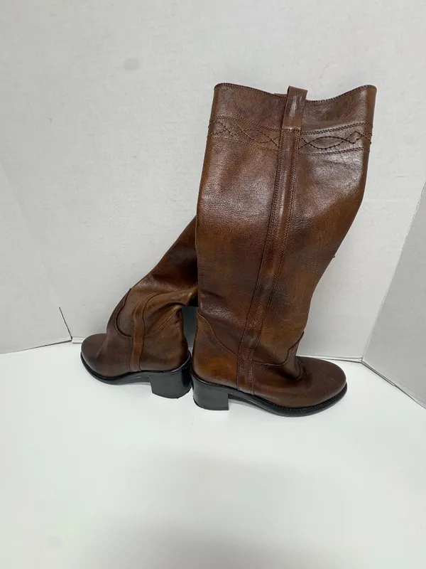 ASH Designer Shoes Cognac Brown Leather Knee -High Boots - Size 38. - Image 3