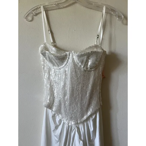 Oh Polly Beatrix Premium Embellished Lace Corset Maxi Dress Snow White Size 2 - Image 5