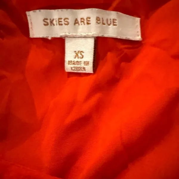 Skies Are Blue Red Ruffle Sleeve Shirt Dress Size XS. - Image 4