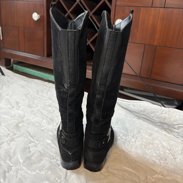 Pierre Dumas Emerson-26 Tall Black Faux Leather Riding Boots Size 7 - Image 4