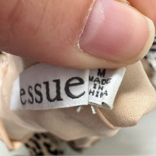 Essue Tan Animal Print Midi Dress Womens M Summer Strappy Casual Belted Classic - Image 7