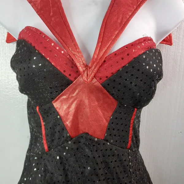 Beautiful Sequined Halter Pinup Formal Fit n Flare Maxi Dress in Red n Black - Image 2