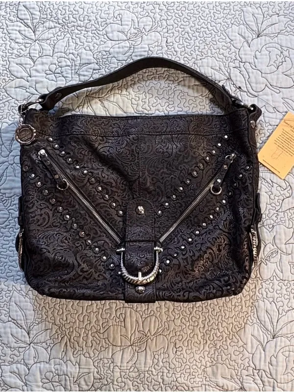 ♨️NWT Patricia Nash Lancaster Tooled Leather Studded Western Buckle Tote Bag❤️ - Image 15