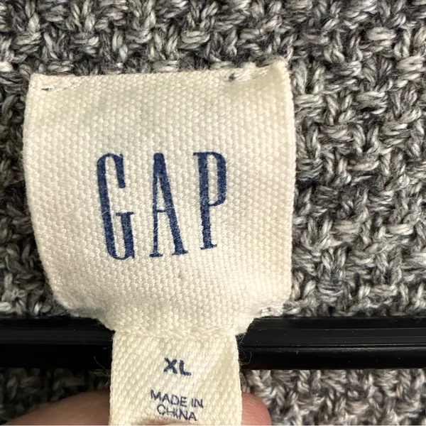GAP Heather Gray Cable Knit Oversized Sweater Crew Neck Fisherman 2017 Sz XL - Image 5
