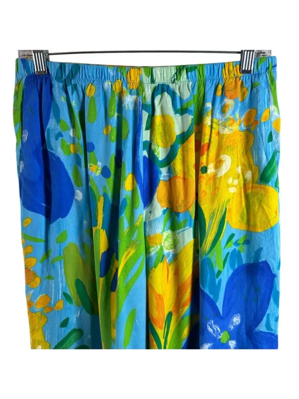 Jams World Hawaii Tropical Floral Wide Leg Cropped Pants Rayon Size M/L - Image 4
