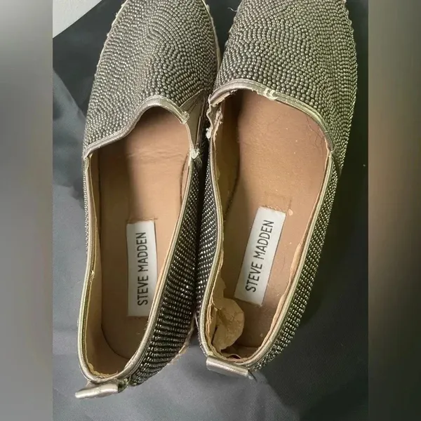 CLEARANCE Steve Madden Chopur-R Pewter Multi Espadrilles Size 6 Studded‎ GUC! - Image 4