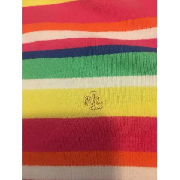Lauren Ralph Lauren Women's Large Top Multicor lStriped Short Sleeve Shirt - Image 4