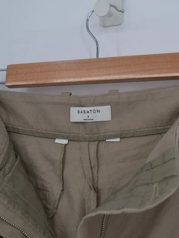Aritzia Babaton Linen Blend Pants Womens 8 Brown High Waist Pleated Straight - Image 4