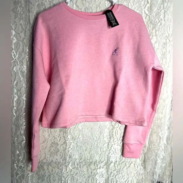 Kangol pink cropped crewneck sweater Size M - Image 3