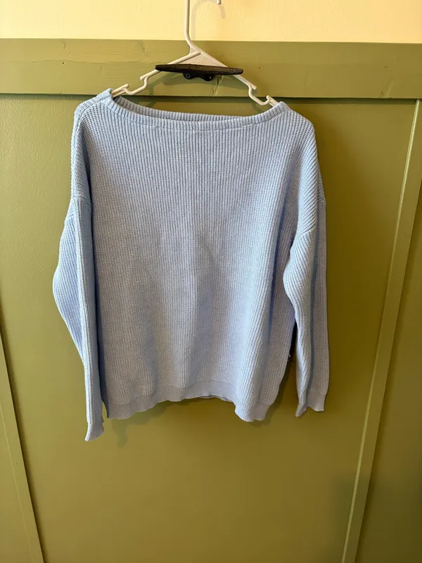 Light Blue Ribbed Knit Lounge Set Size L - Image 3