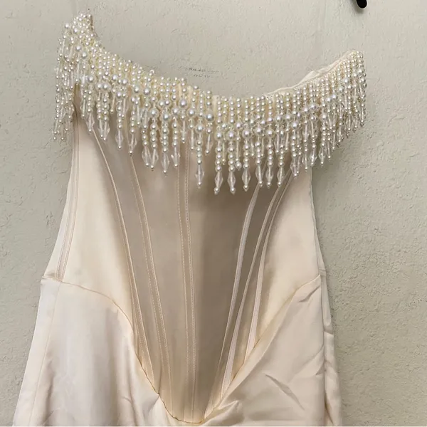 House of CB 'Nalita'‎ Vintage Cream Embellished Strapless Midi Dress NWOT Size M - Image 5