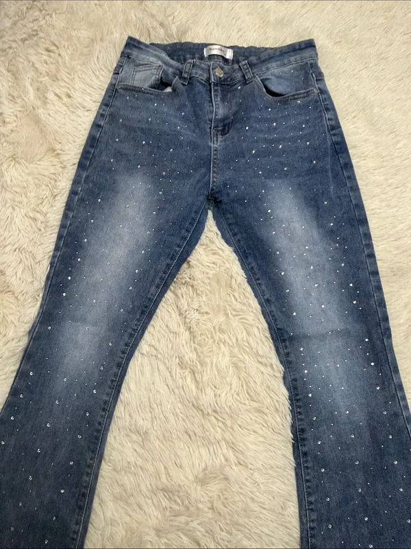 Bamboo Rhinestone Embellished Jeans Blue Size undefined - Image 2