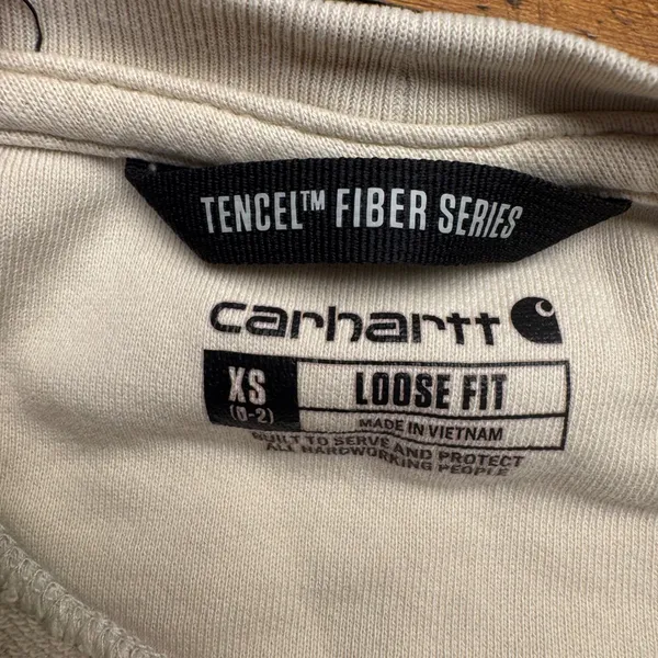 Carhartt Womens Crewneck Sweatshirt Tencel Fiber Series Loose Fit Cream‎ XS - Image 4