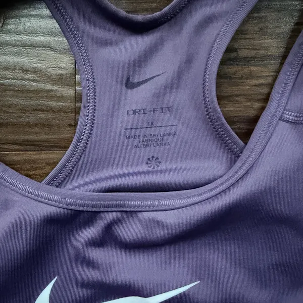 Nike Purple Racerback Sports Bra with White Swoosh - Image 3
