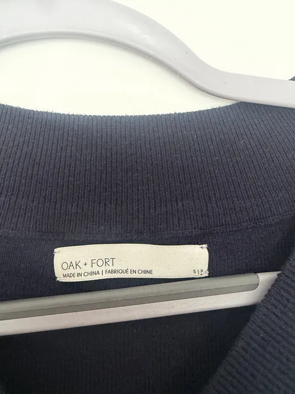 Oak + Fort Navy & cream Varsity Sweater - Image 2
