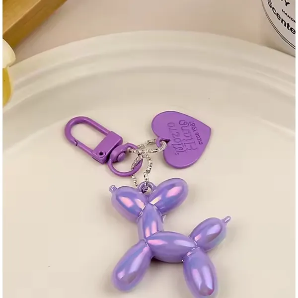 Boutique NEW Iridescent Purple Balloon Dog Keychain Purse Charm Y2K‎ - Image 3