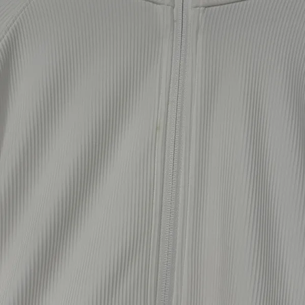 Athleta White Ribbed Full Zip Jacket Mock‎ Neck Thumbholes Plus Size 3X - Image 3