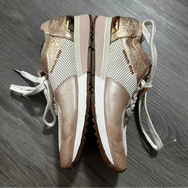 Michael Kors MK Allie Trainer Leather Pink‎ Gold Sneaker Shoes Size 8 - Image 3