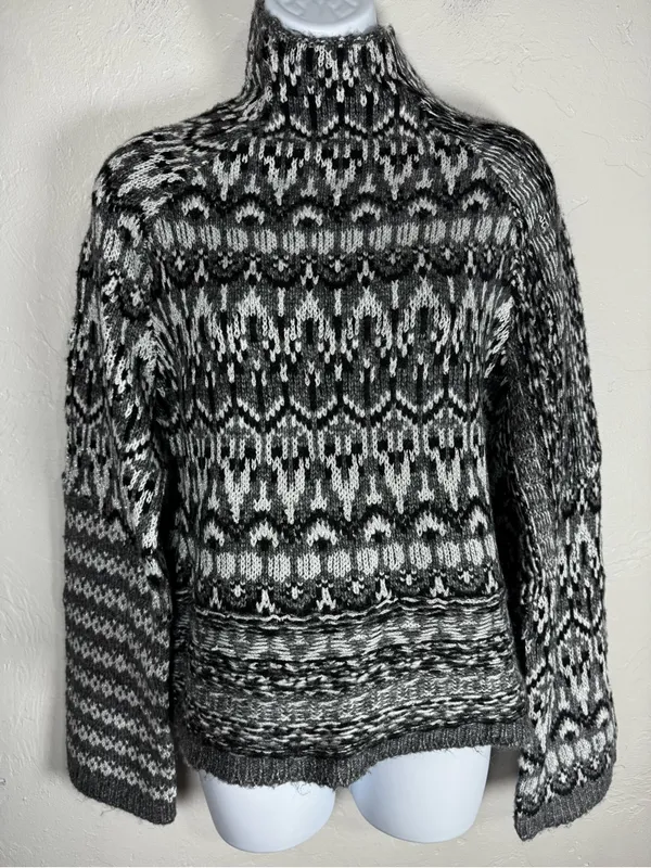 Steve Madden Indie Sweater Fair Isle Mock Neck Size Small - Image 3