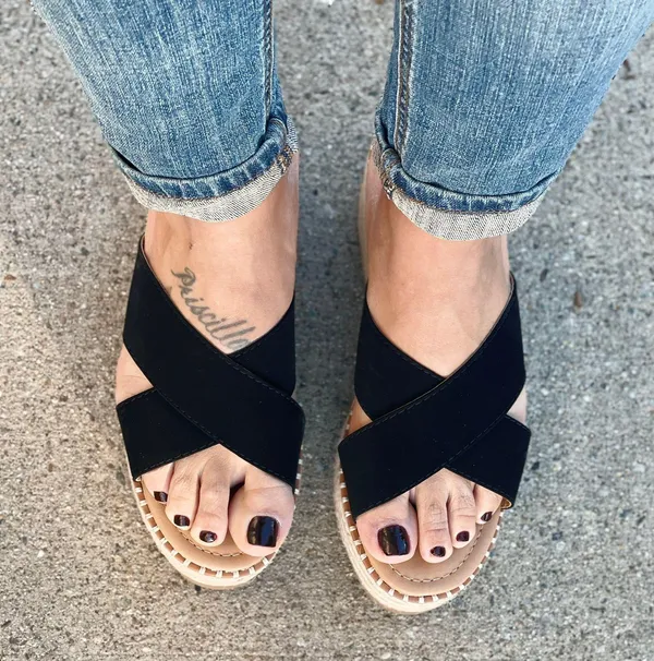 Soda Black Criss Cross Espadrille Wedge - Image 4