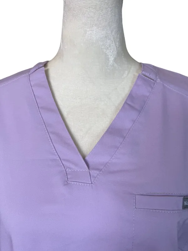NiaaHinn women's lavender short sleeve v-neck pullover scrub top size medium - Image 4