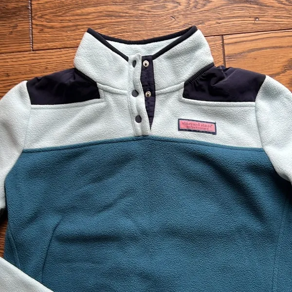 Vineyard Vines Color Block Fleece Snap Shep Shirt‎ Size M C15 - Image 4