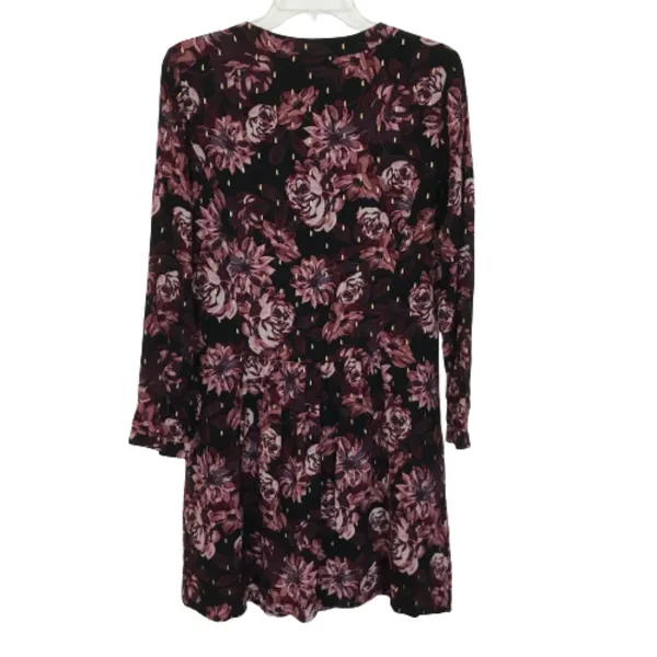 NWOT Womens Size 6 Garnet Hill Purple Floral Dropwaist Button-Up Crepe Dress - Image 3